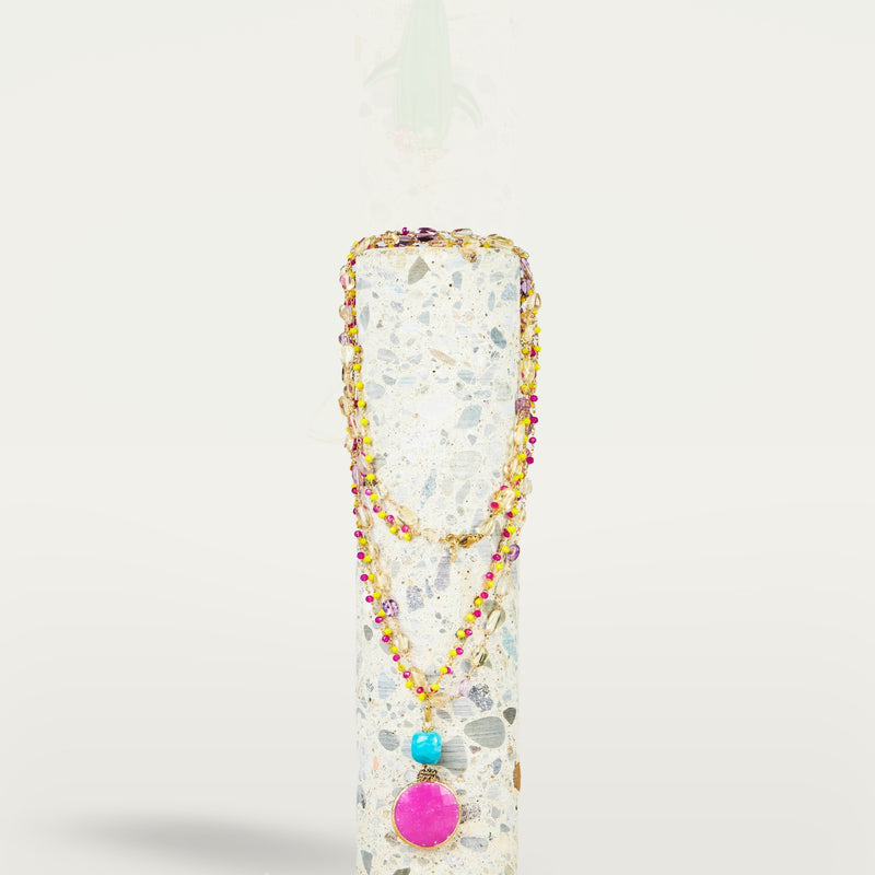 ALMALA COLLANA ROSARIO STONE | FUCSIA Italy