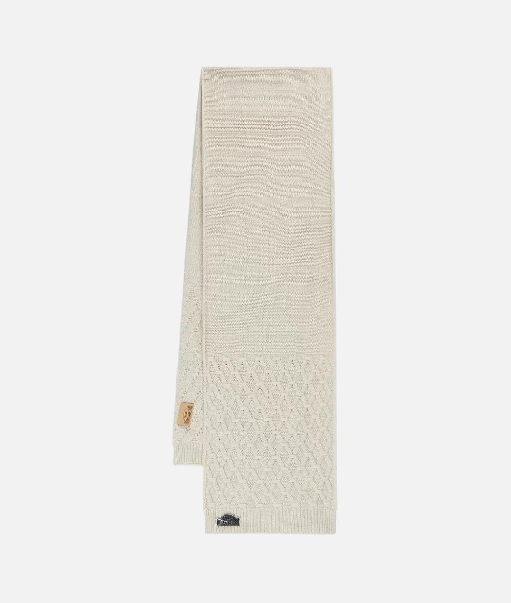 Alviero martini 1a classe Sciarpa a rombi in misto lana 180x30 Bianco Latte Outlet