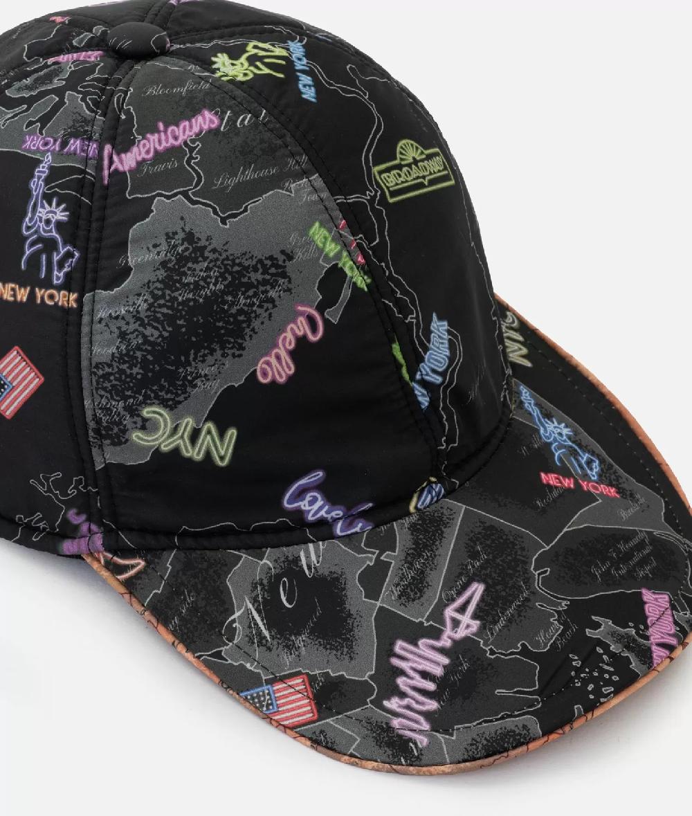 Alviero martini 1a classe Cappello baseball in nylon stampa NYC Nero Hotsell