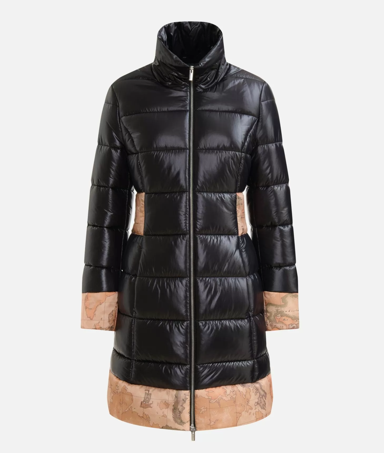 Alviero martini 1a classe Imbottito lungo in nylon leggero lucido Nero Vendita Economica