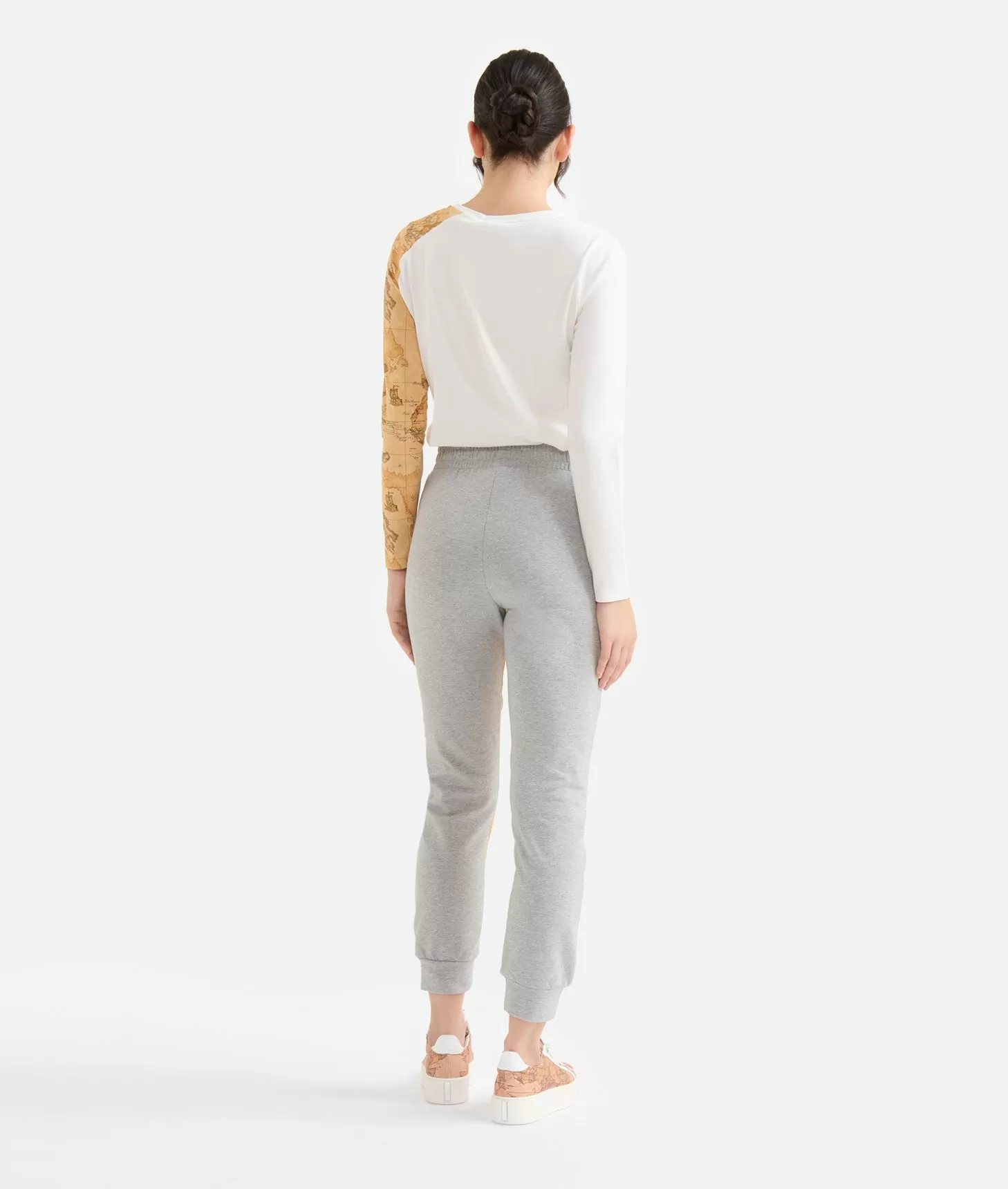 Alviero martini 1a classe Pantaloni in felpa garzata stretch con intarsio Geo Classic Grigi Negozio