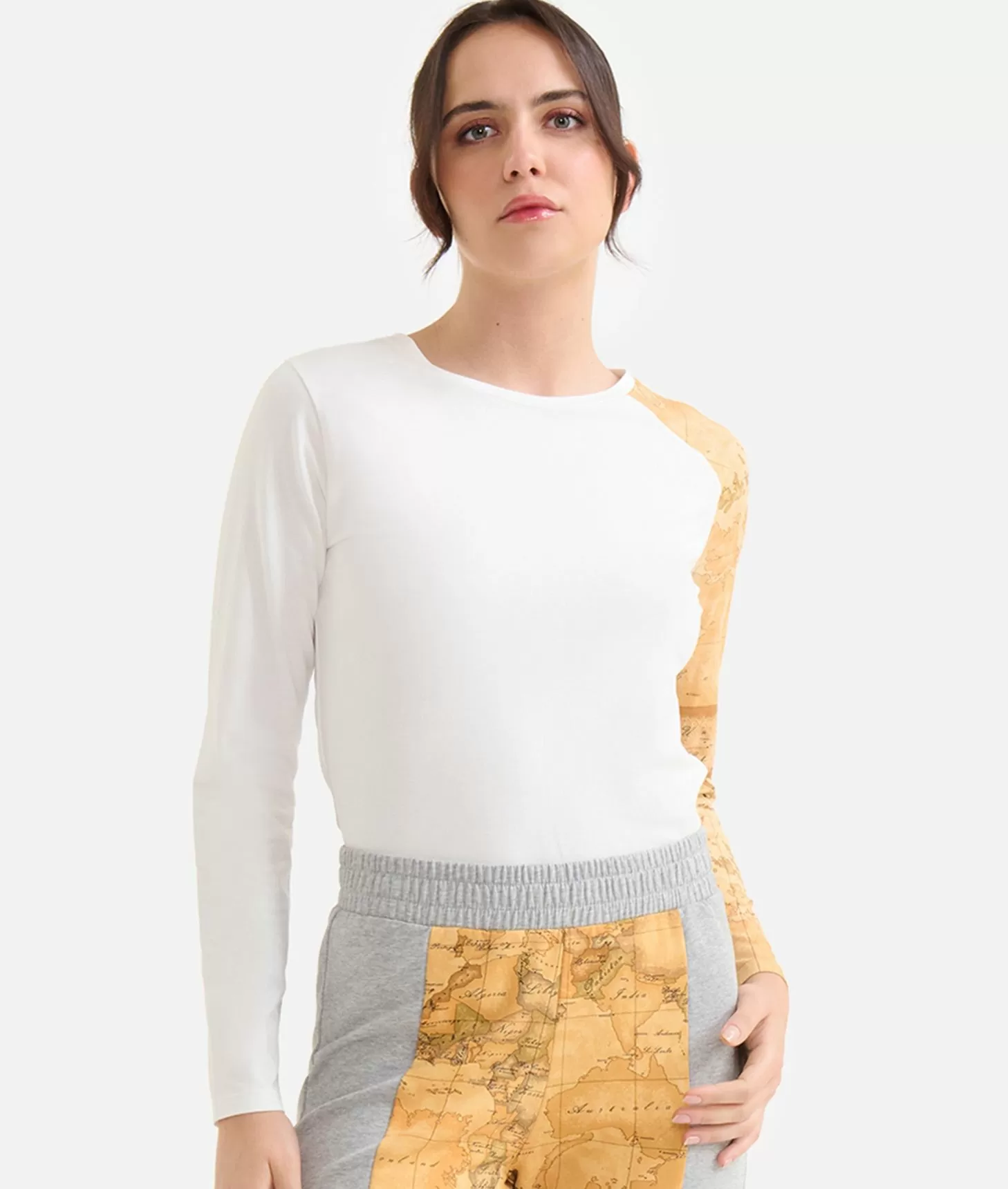 Alviero martini 1a classe Pantaloni in felpa garzata stretch con intarsio Geo Classic Grigi Negozio