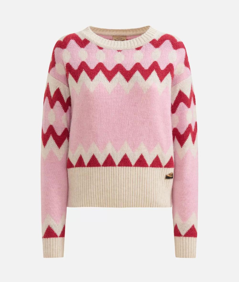 Alviero martini 1a classe Maglia in filato misto lana/viscosa con motivo geometrico Rosa Confetto Italia
