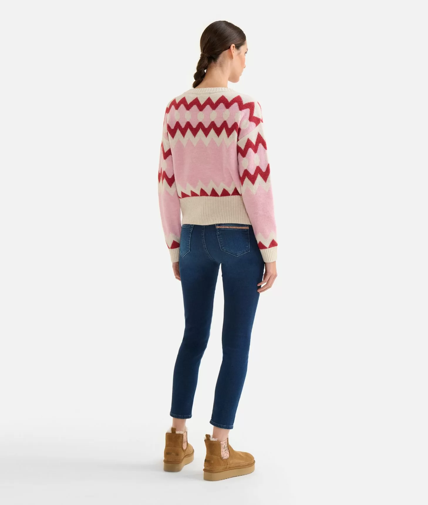Alviero martini 1a classe Maglia in filato misto lana/viscosa con motivo geometrico Rosa Confetto Italia
