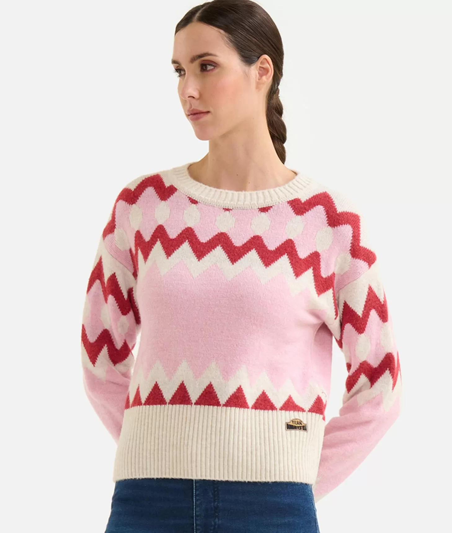 Alviero martini 1a classe Maglia in filato misto lana/viscosa con motivo geometrico Rosa Confetto Italia