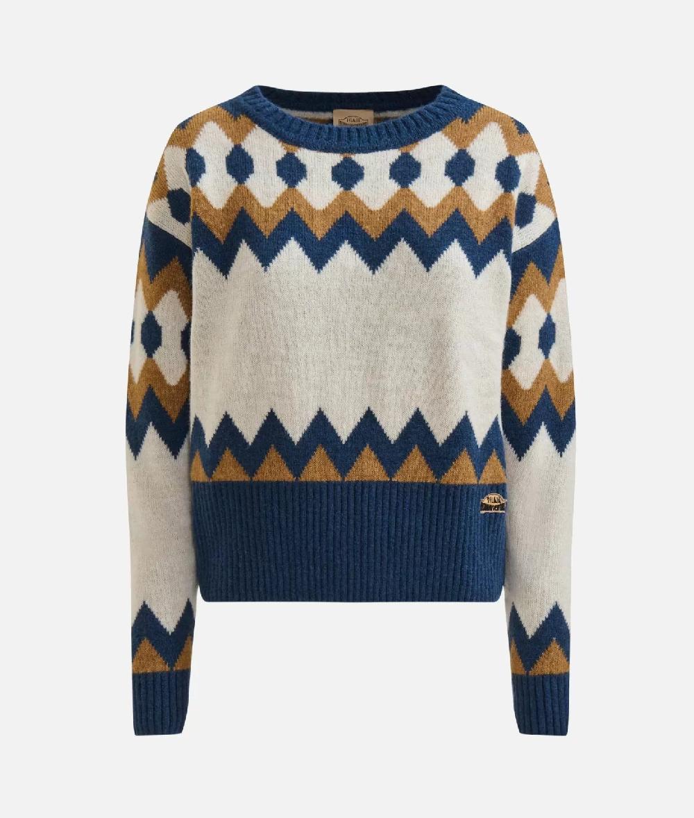 Alviero martini 1a classe Maglia in filato misto lana/viscosa con motivo geometrico Blu 2025