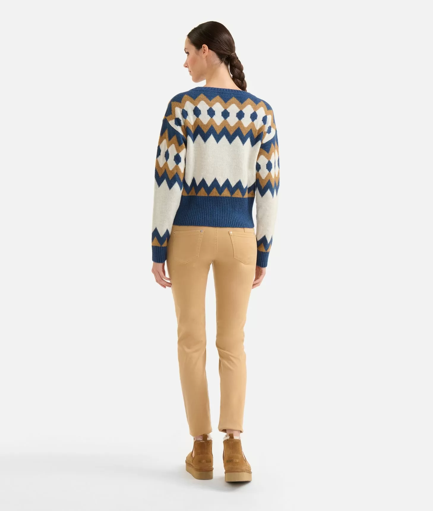 Alviero martini 1a classe Maglia in filato misto lana/viscosa con motivo geometrico Blu 2025
