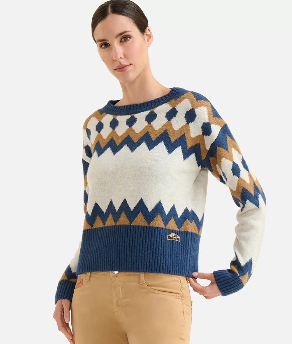 Alviero martini 1a classe Maglia in filato misto lana/viscosa con motivo geometrico Blu 2025