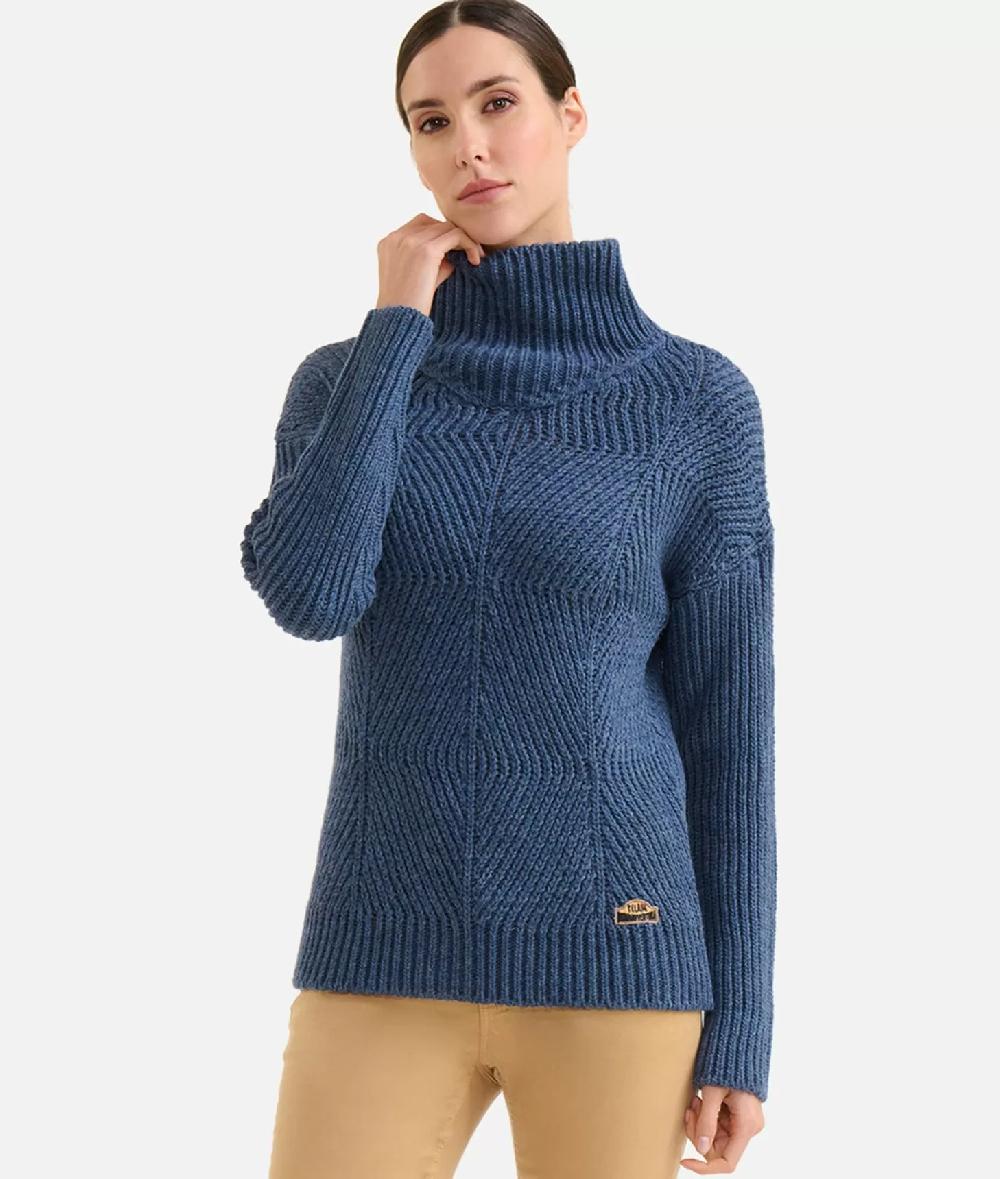 Alviero martini 1a classe Maglia a collo alto in filato misto lana vergine con patch Donnavventura Denim In Linea