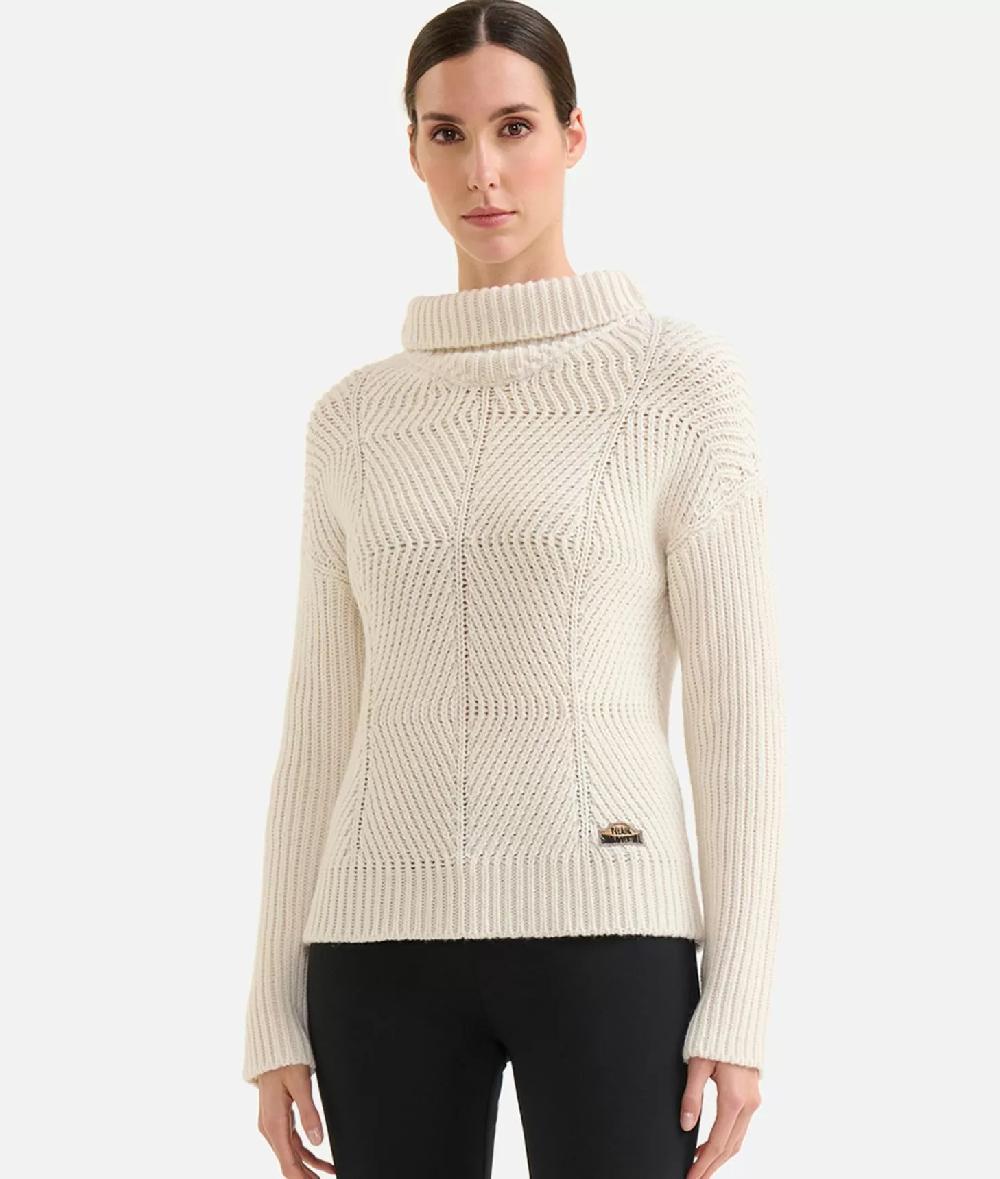 Alviero martini 1a classe Maglia a collo alto in filato misto lana vergine con patch Donnavventura Naturale Nuovo