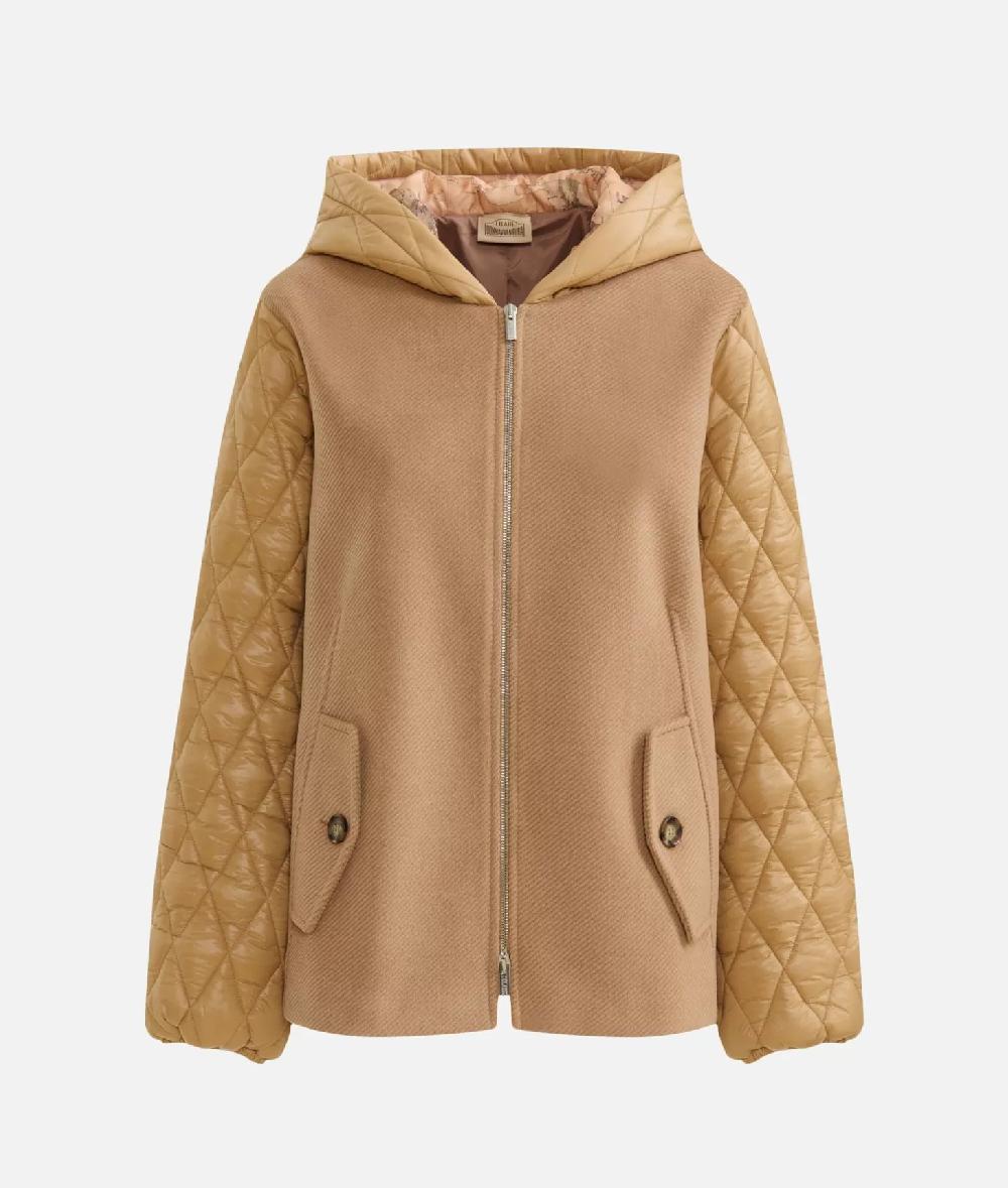 Alviero martini 1a classe Giubbino bimaterico in panno diagonale e nylon imbottito Cammello Promozione