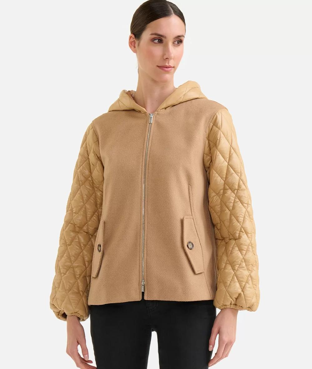 Alviero martini 1a classe Giubbino bimaterico in panno diagonale e nylon imbottito Cammello Promozione