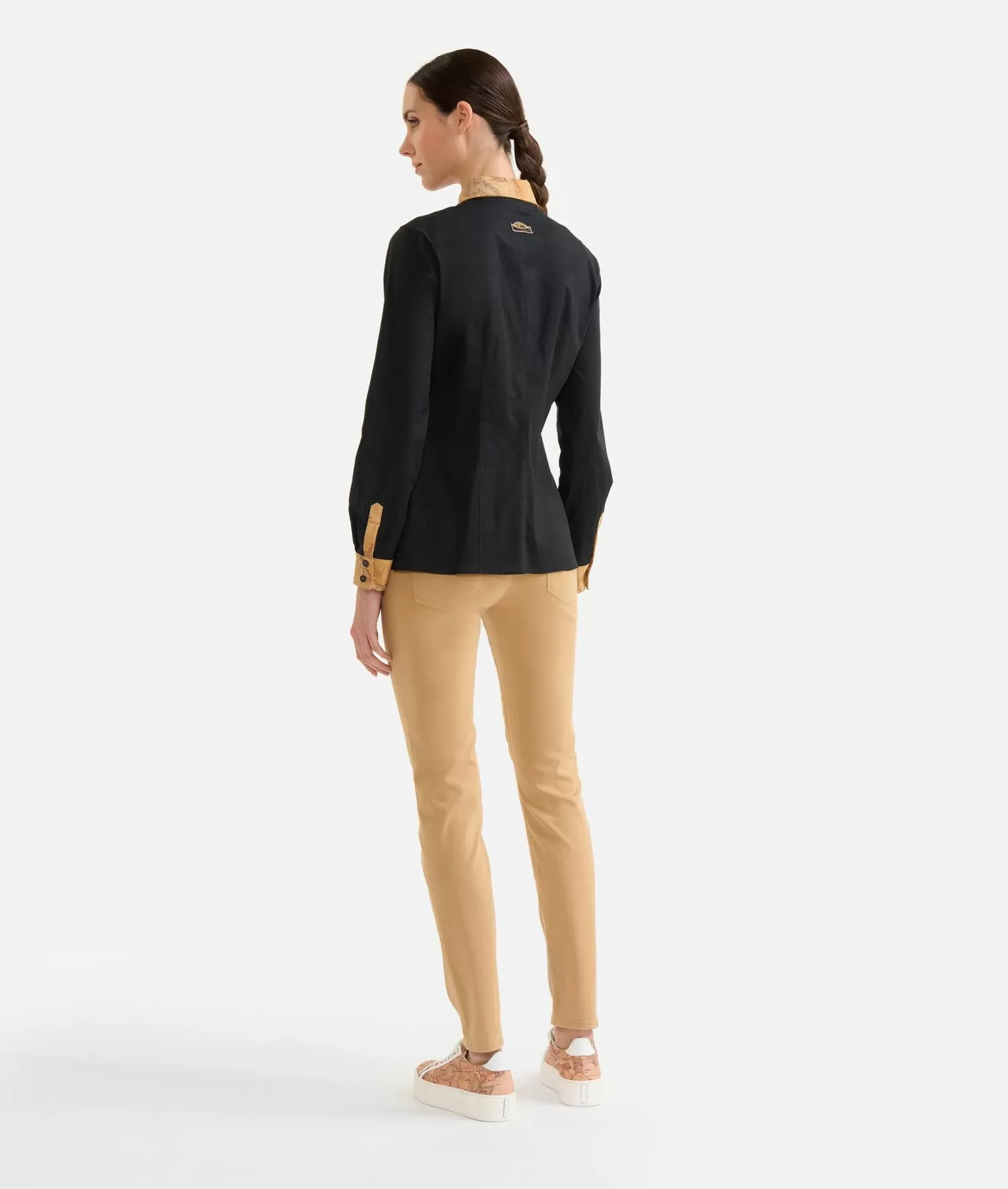 Alviero martini 1a classe Camicia in popeline di cotone stretch con dettagli Geo Classic Nera Soddisfazione Garantita