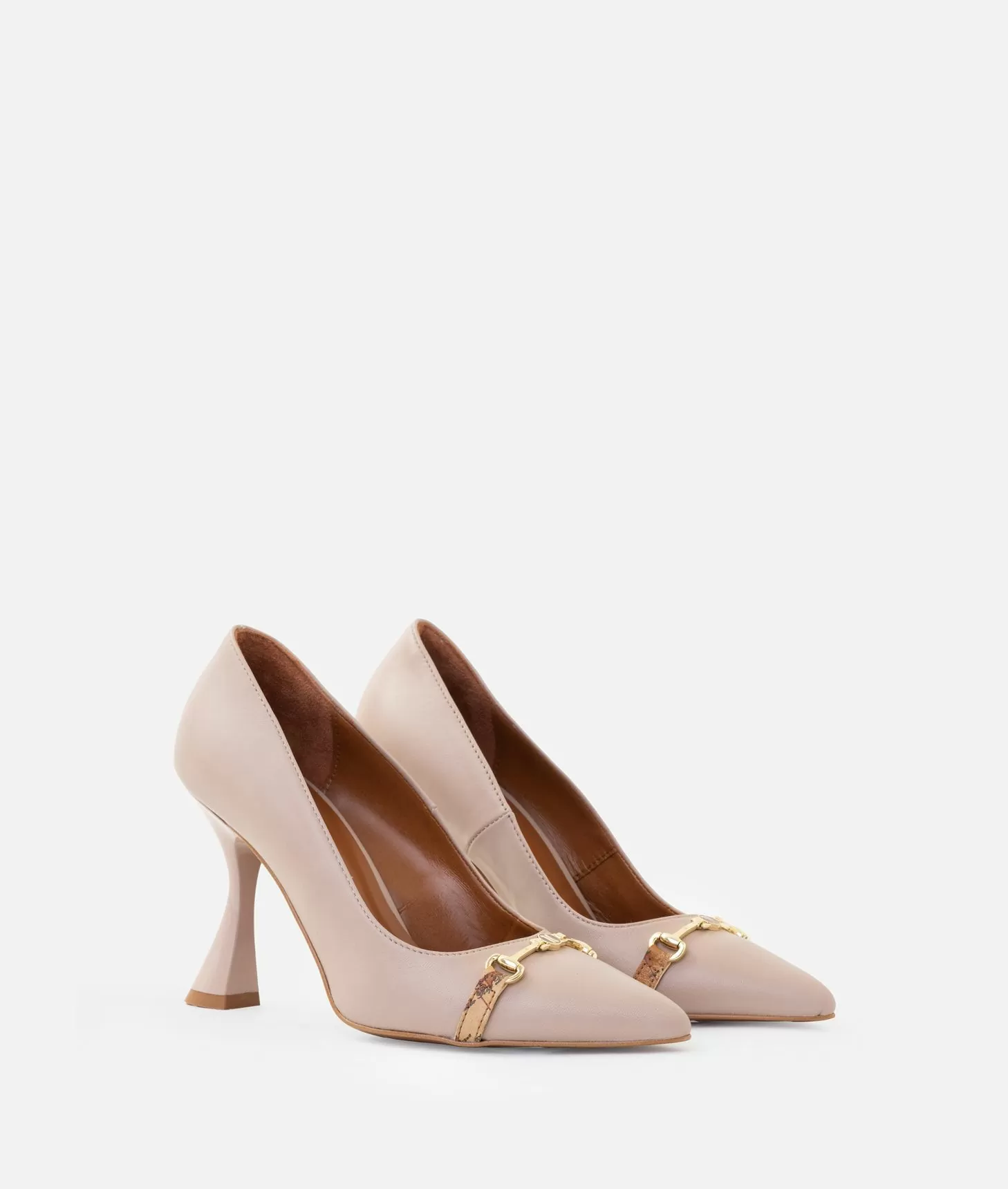 Alviero martini 1a classe Décolleté in nappa liscia con morsetto 1C Taupe Chiaro Negozi Online