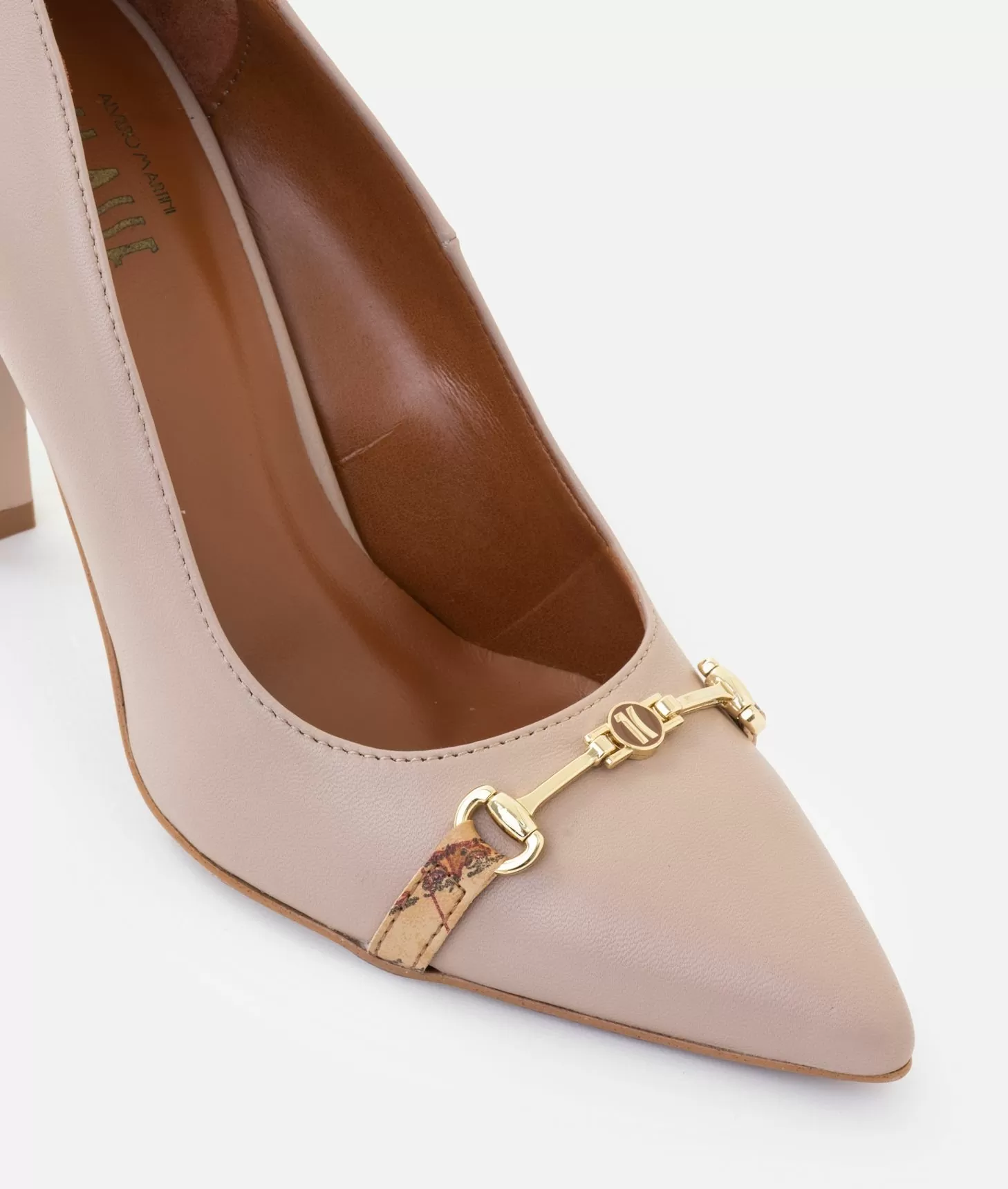 Alviero martini 1a classe Décolleté in nappa liscia con morsetto 1C Taupe Chiaro Negozi Online