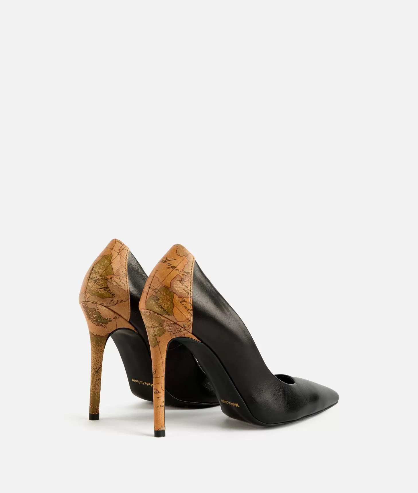 Alviero martini 1a classe Décolleté in nappa liscia con tacco stampa Geo Classic Nere Consegna Veloce