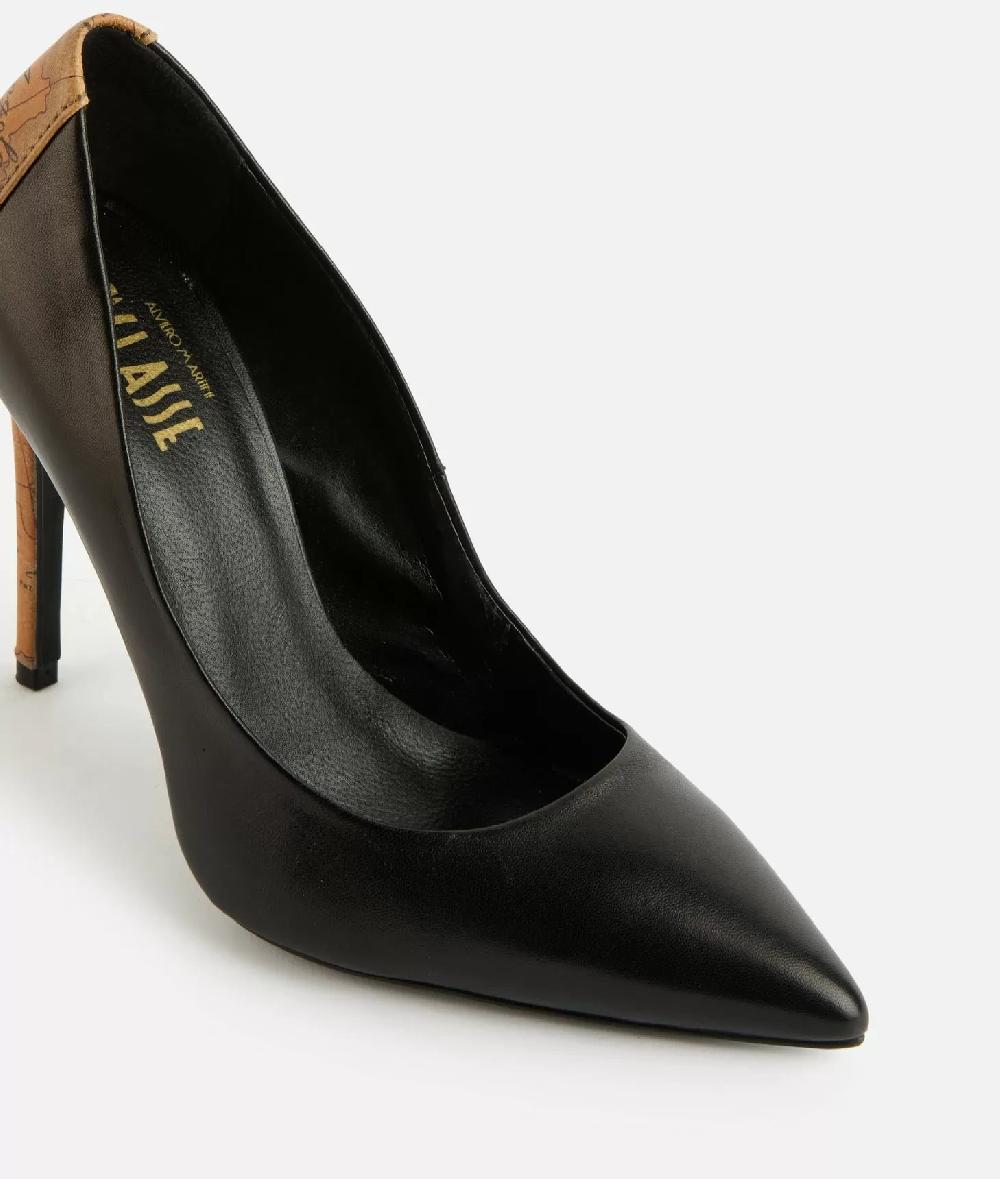 Alviero martini 1a classe Décolleté in nappa liscia con tacco stampa Geo Classic Nere Consegna Veloce