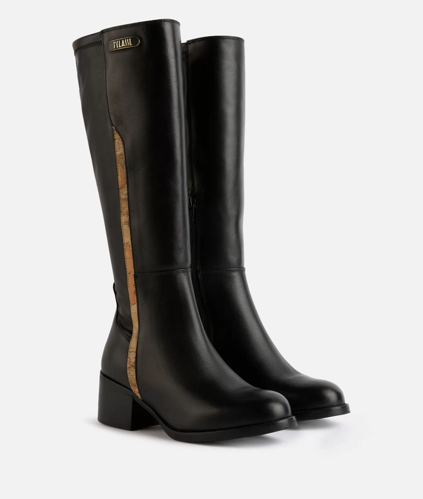 Alviero martini 1a classe Stivali in pelle liscia con placchetta logata 1ᴬ Classe Neri Online