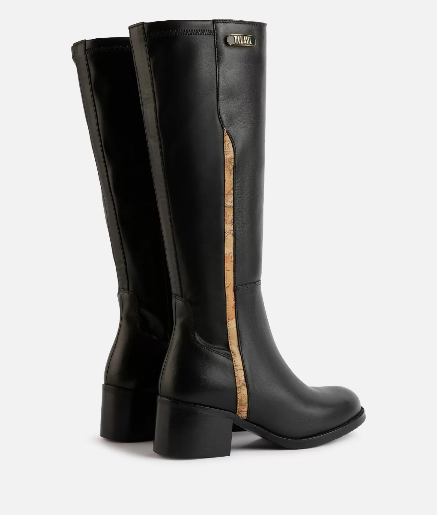 Alviero martini 1a classe Stivali in pelle liscia con placchetta logata 1ᴬ Classe Neri Online