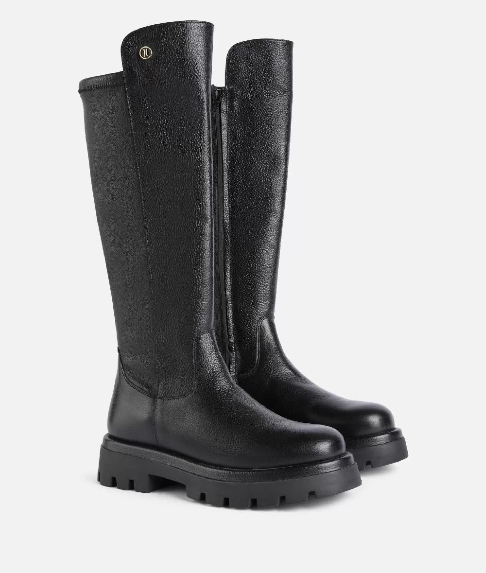 Alviero martini 1a classe Stivali in pelle granata con bottoncino 1C Neri Outlet