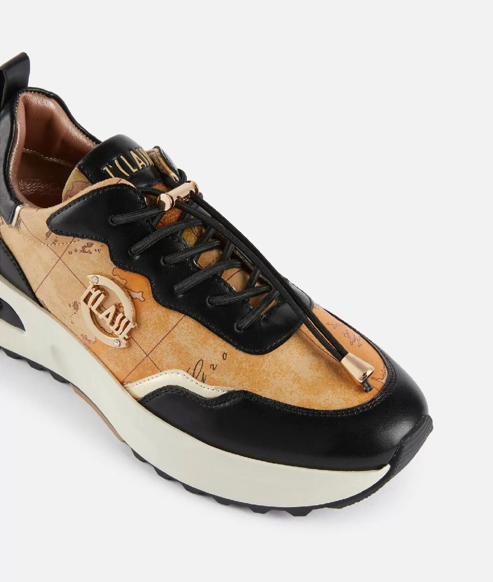 Alviero martini 1a classe Geo Road Marrakech sneakers in eco nappa Nere Saldi Di Fabbrica