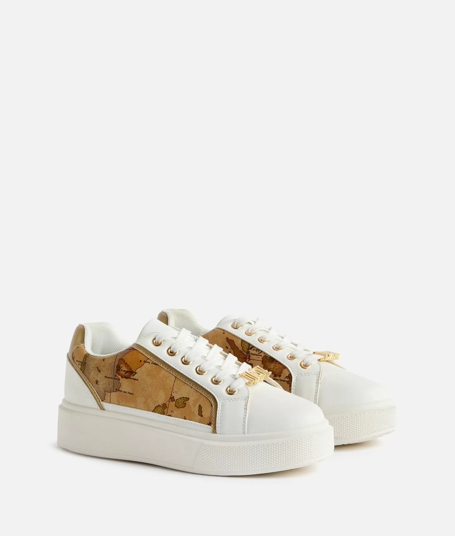 Alviero martini 1a classe Sneakers in eco nappa con passalaccio e inserti Geo Classic Bianche I Più Venduti
