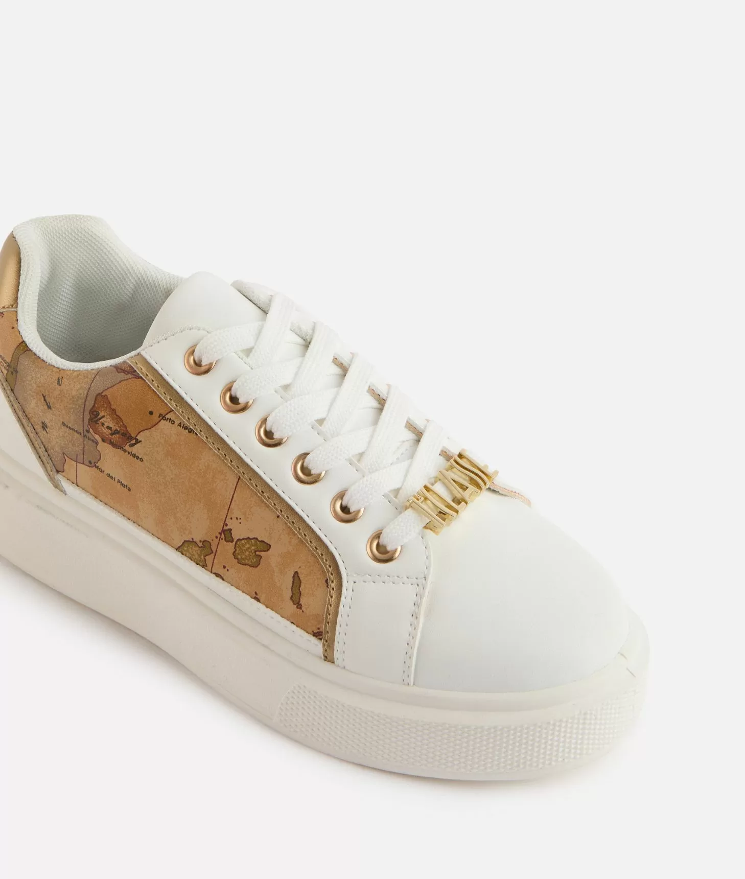 Alviero martini 1a classe Sneakers in eco nappa con passalaccio e inserti Geo Classic Bianche I Più Venduti