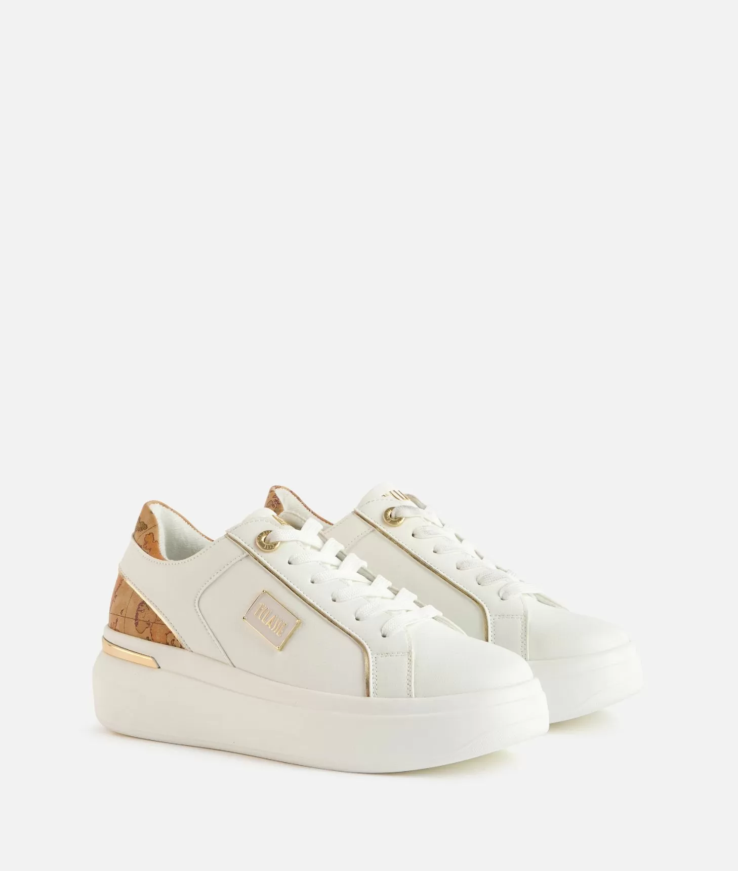Alviero martini 1a classe Sneakers in eco nappa con targhetta smaltata 1ᴬ Classe Bianche In Saldo
