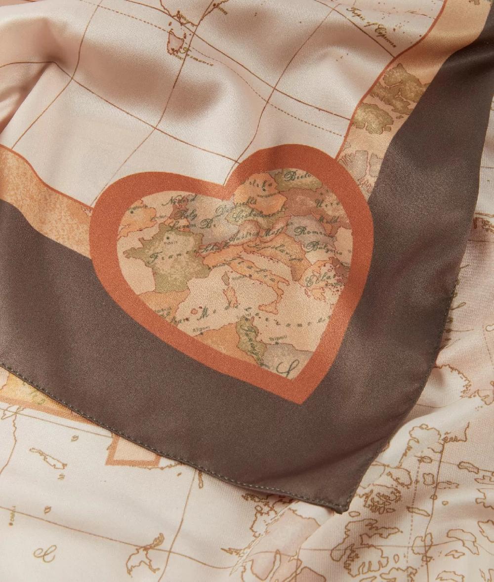 Alviero martini 1a classe Foulard Geo Cuori 90x90 Kaki Pezzi Unici