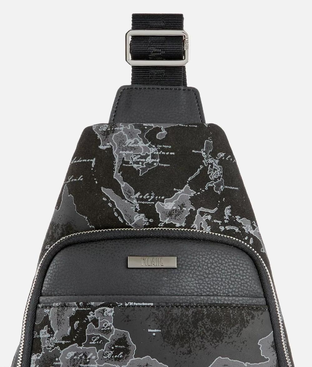 Alviero martini 1a classe Zaino monospalla in tessuto effetto nabuk Geo Night Nero Economico