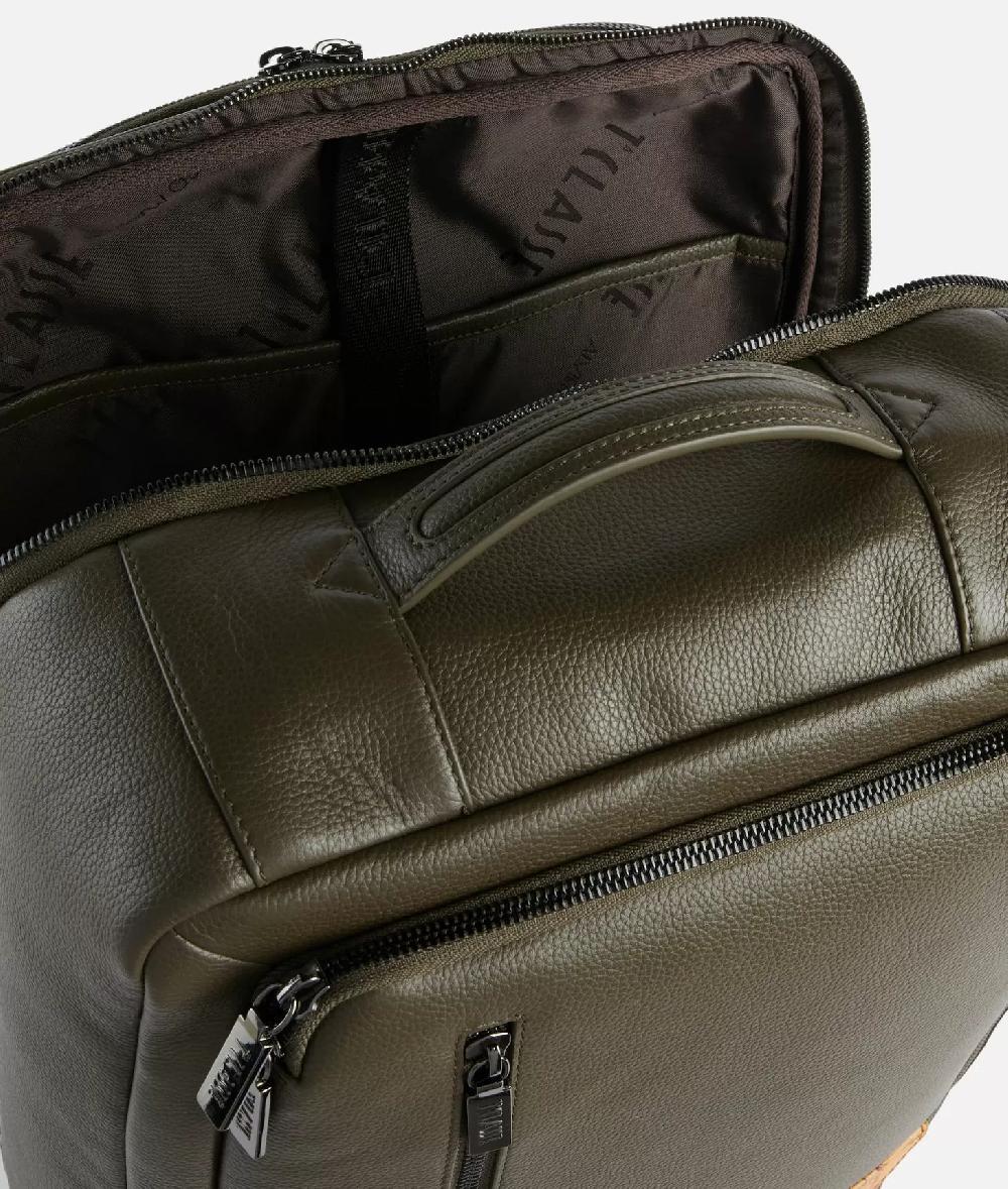 Alviero martini 1a classe Beta Leather zaino da viaggio tripla portabilità Verde Militare Hotsell