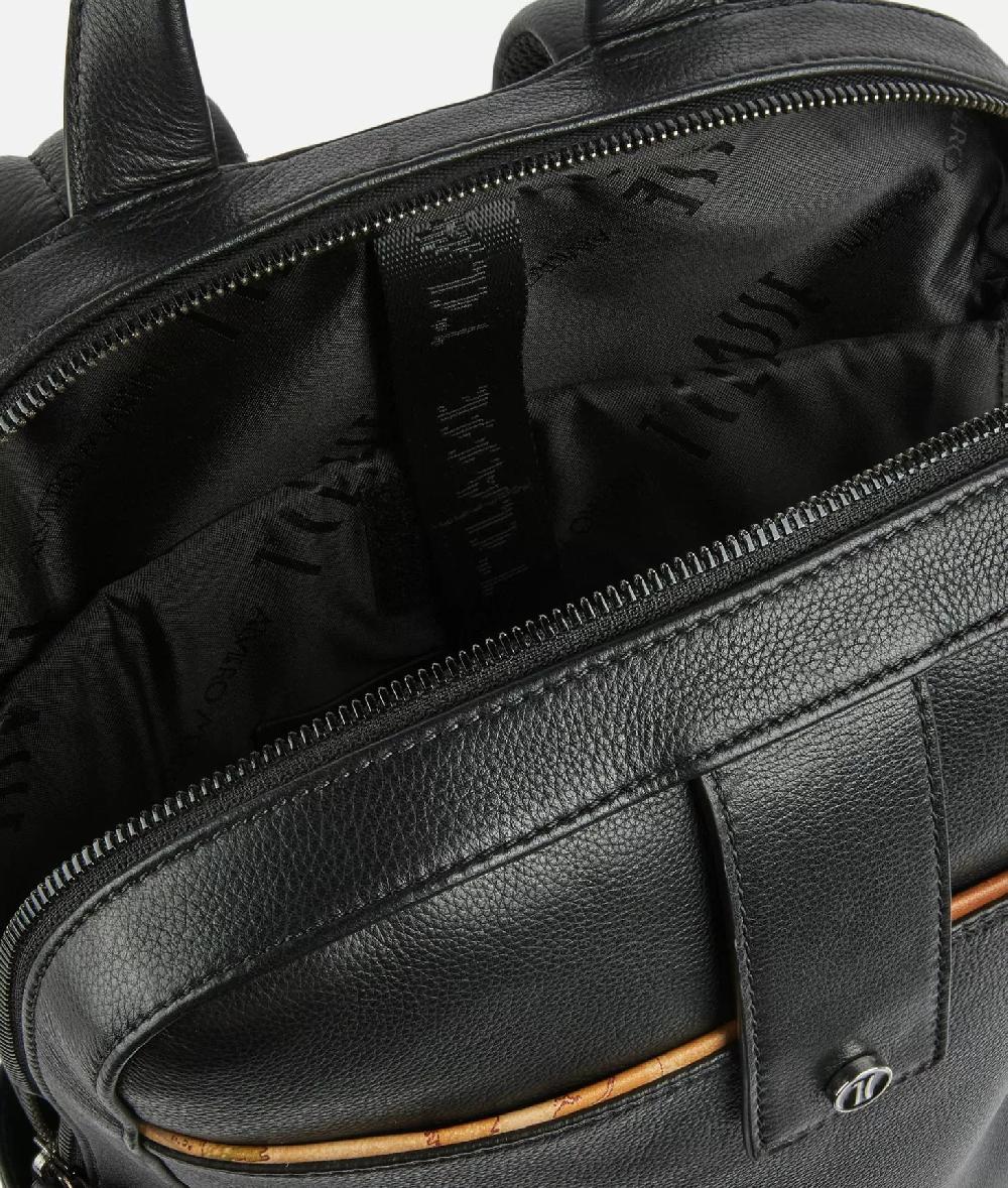 Alviero martini 1a classe Zaino per computer in pelle Nero Nuovo