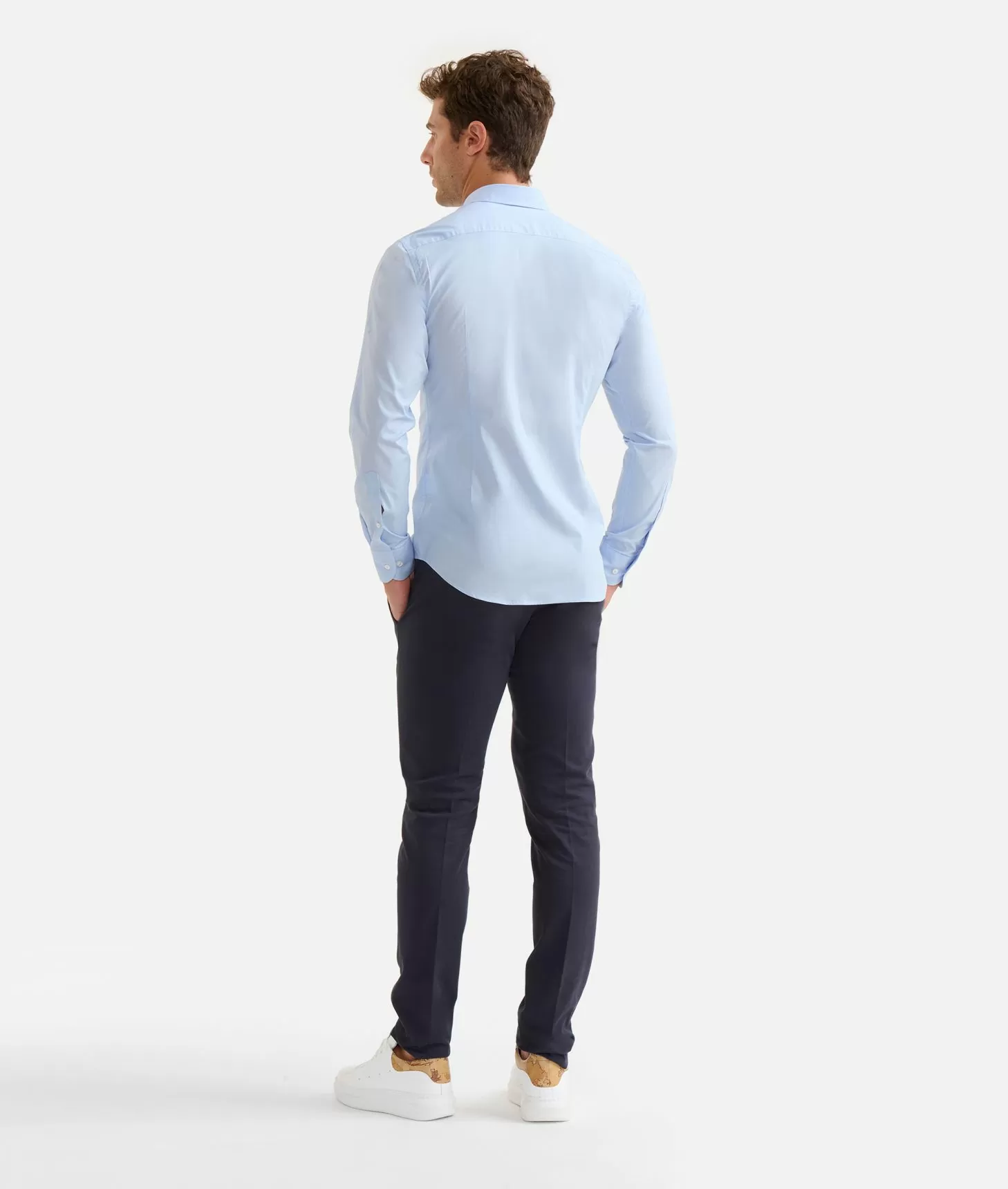 Alviero martini 1a classe Camicia slim in cotone stretch con dettaglio taschino Azzurra Novità