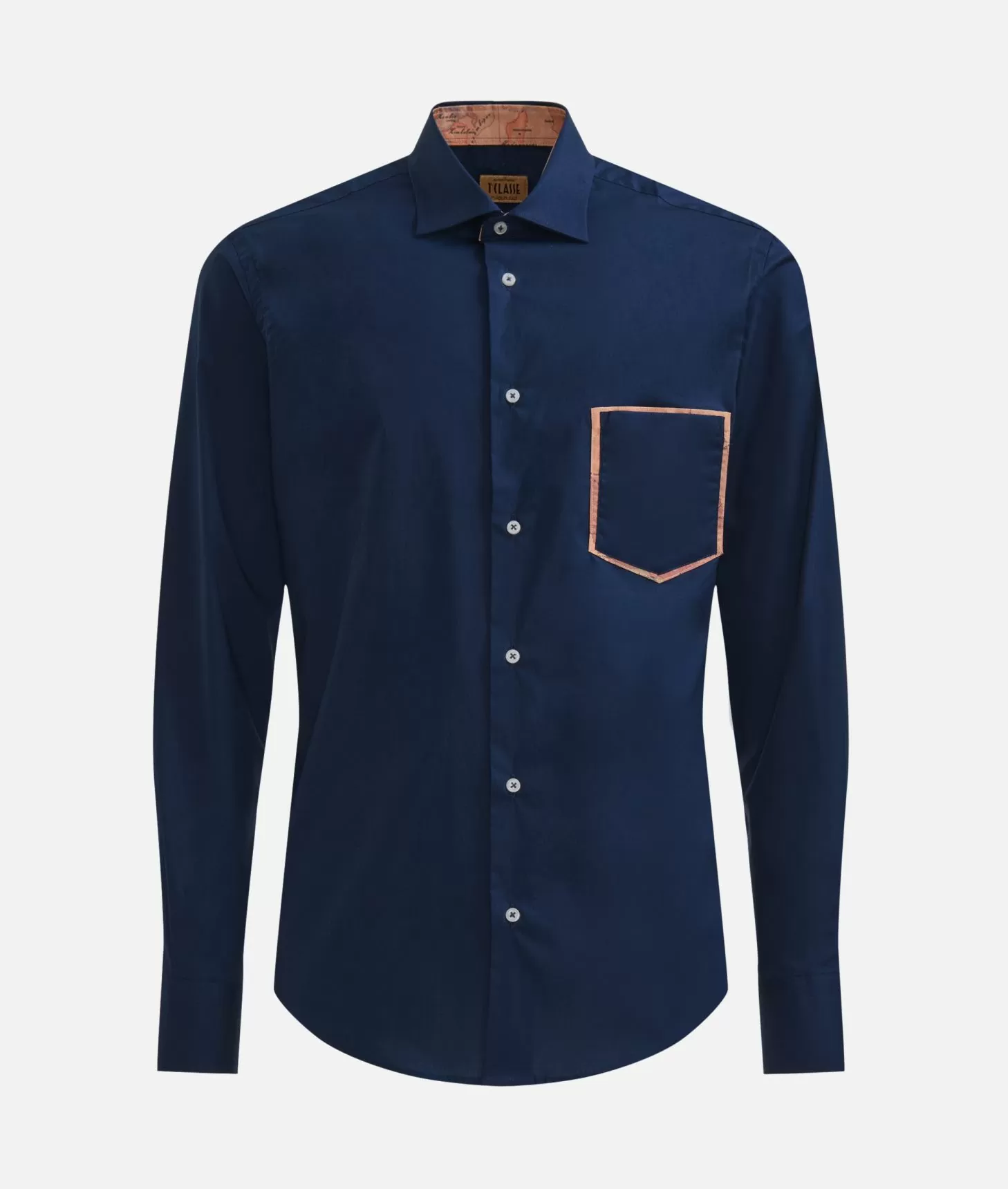 Alviero martini 1a classe Camicia slim in cotone stretch con dettaglio taschino Blu Navy Presa