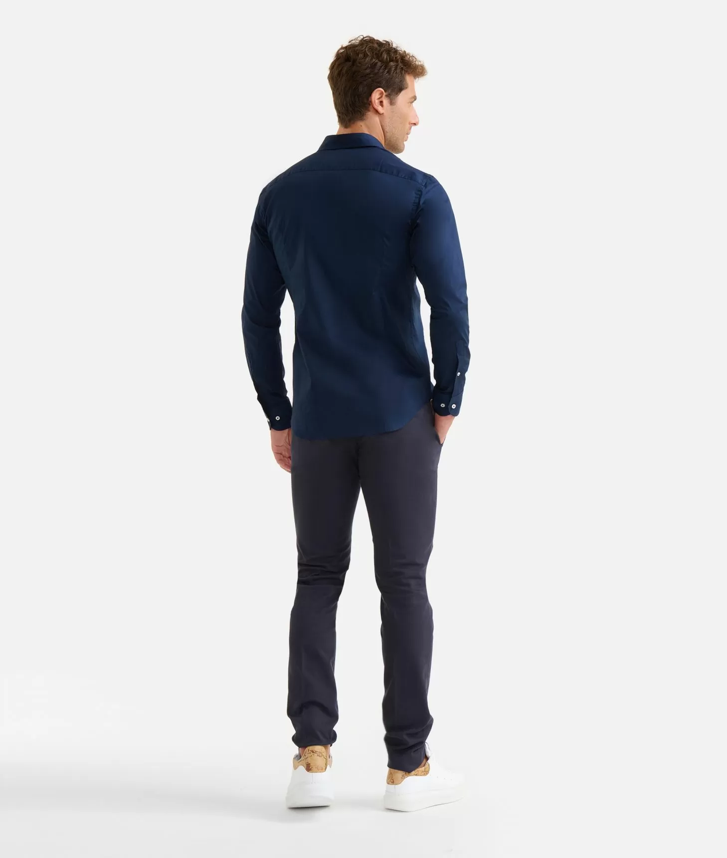Alviero martini 1a classe Camicia slim in cotone stretch con dettaglio taschino Blu Navy Presa