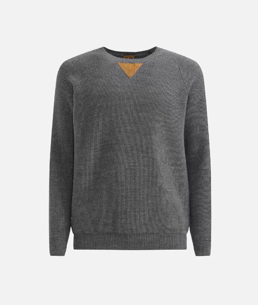 Alviero martini 1a classe Girocollo in filato misto lana con toppe Geo Classic Grigio Offerta
