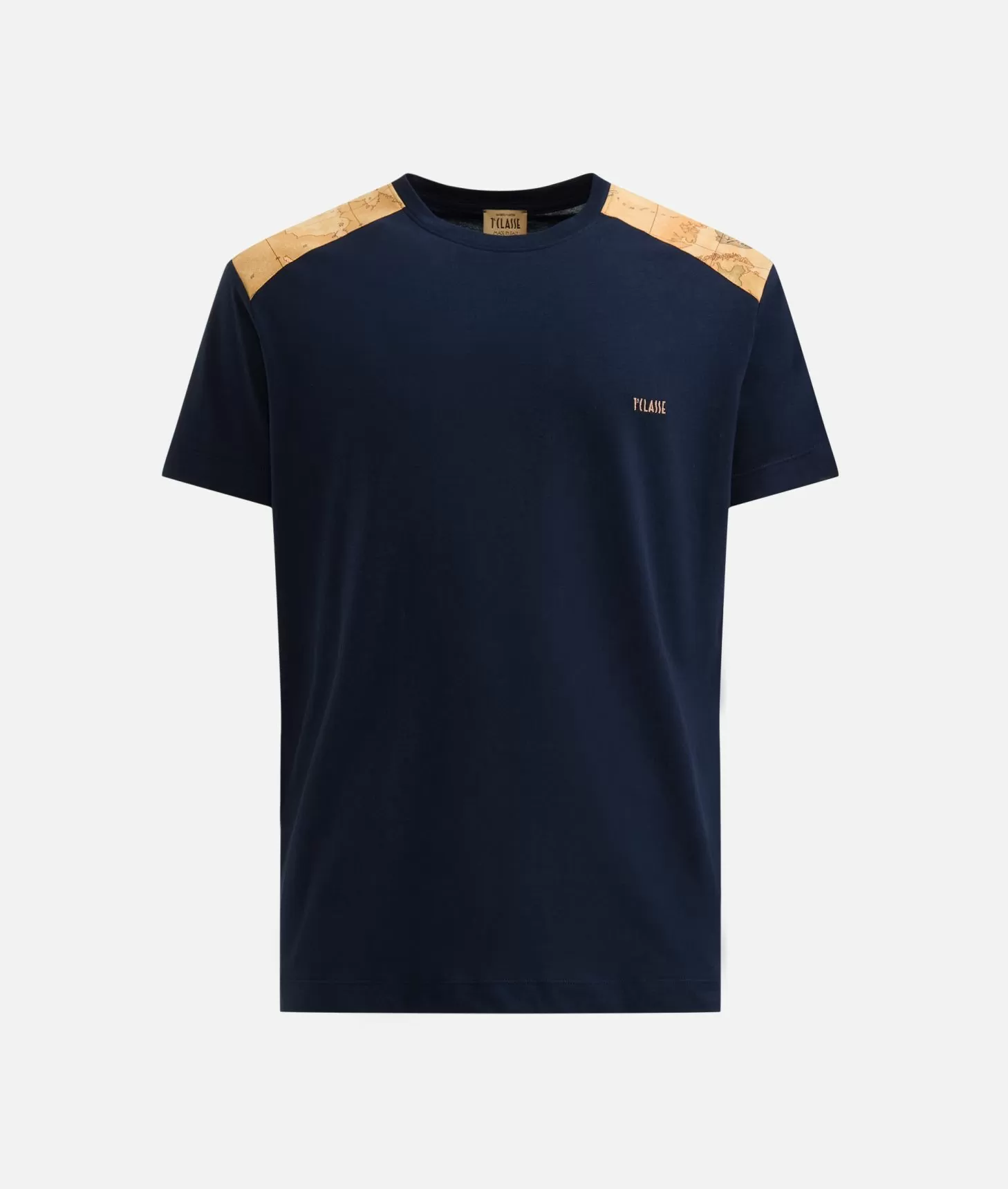 Alviero martini 1a classe T-shirt in cotone con dettagli spalle Blu Navy Vendita Economica