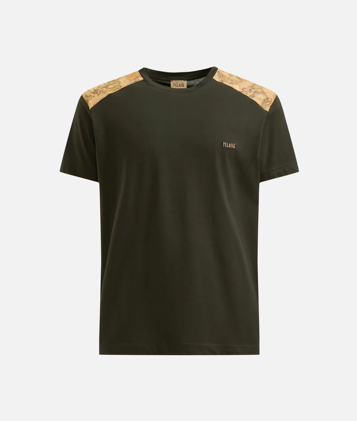 Alviero martini 1a classe T-shirt in cotone con dettagli spalle Verde Militare Saldi Di Fabbrica