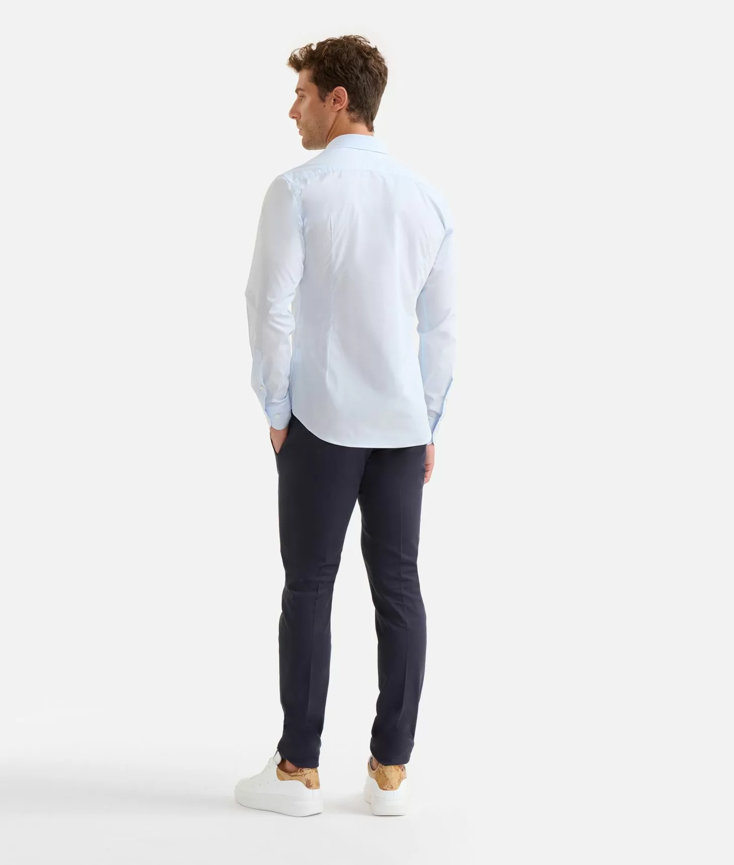 Alviero martini 1a classe Camicia slim in cotone con dettaglio spalle Azzurro Polvere Italy