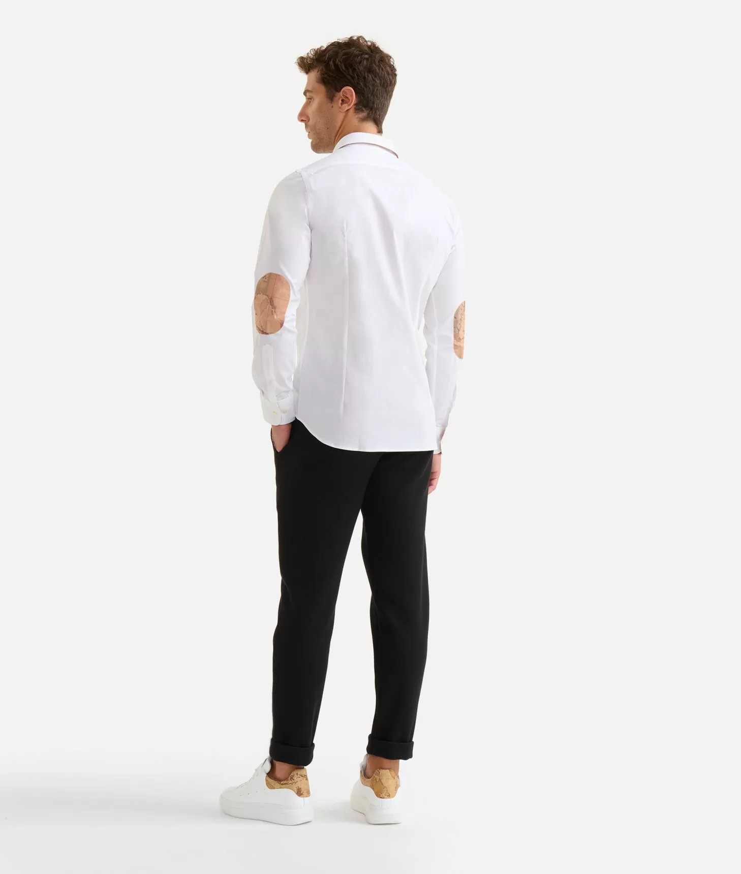 Alviero martini 1a classe Camicia slim in cotone stretch con toppe Geo Classic Bianca Italia