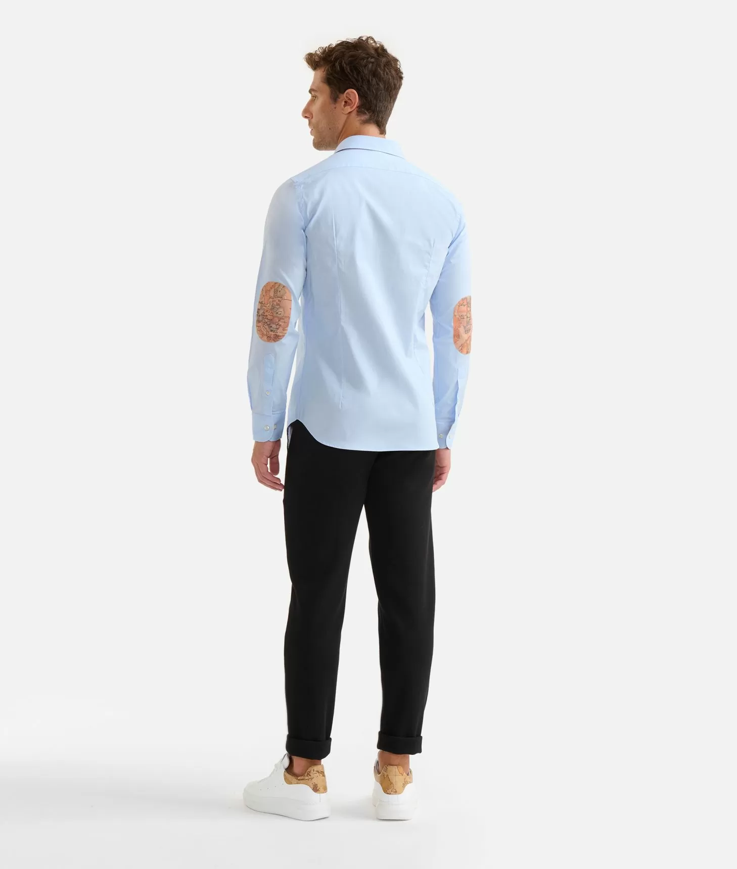 Alviero martini 1a classe Camicia slim in cotone stretch con toppe Geo Classic Azzurra 2025