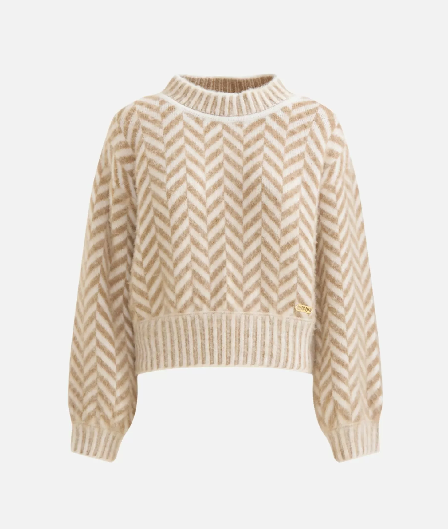 Alviero martini 1a classe Maglia in filato di lana e viscosa con motivo spinato Cammello Offerta