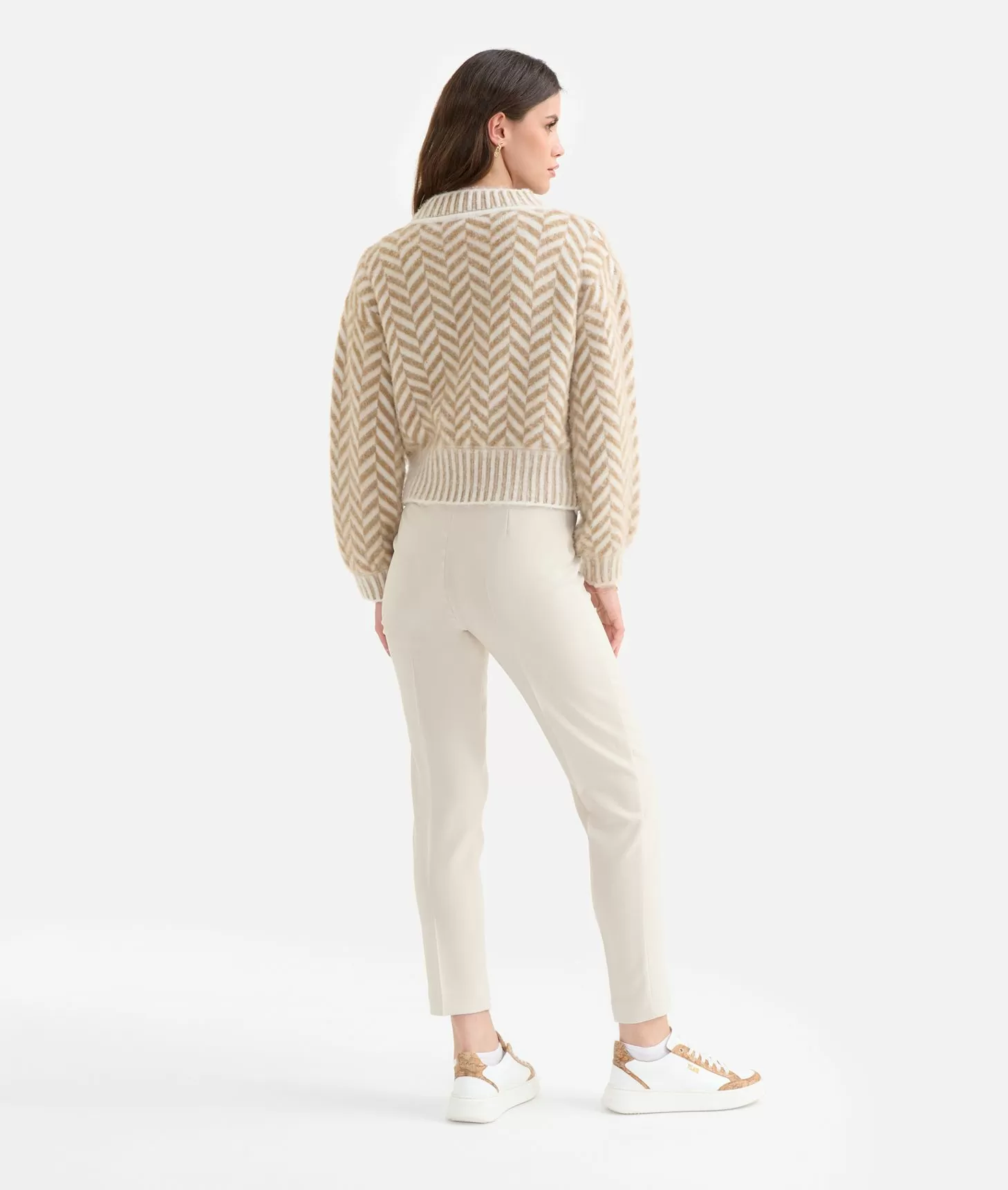 Alviero martini 1a classe Maglia in filato di lana e viscosa con motivo spinato Cammello Offerta