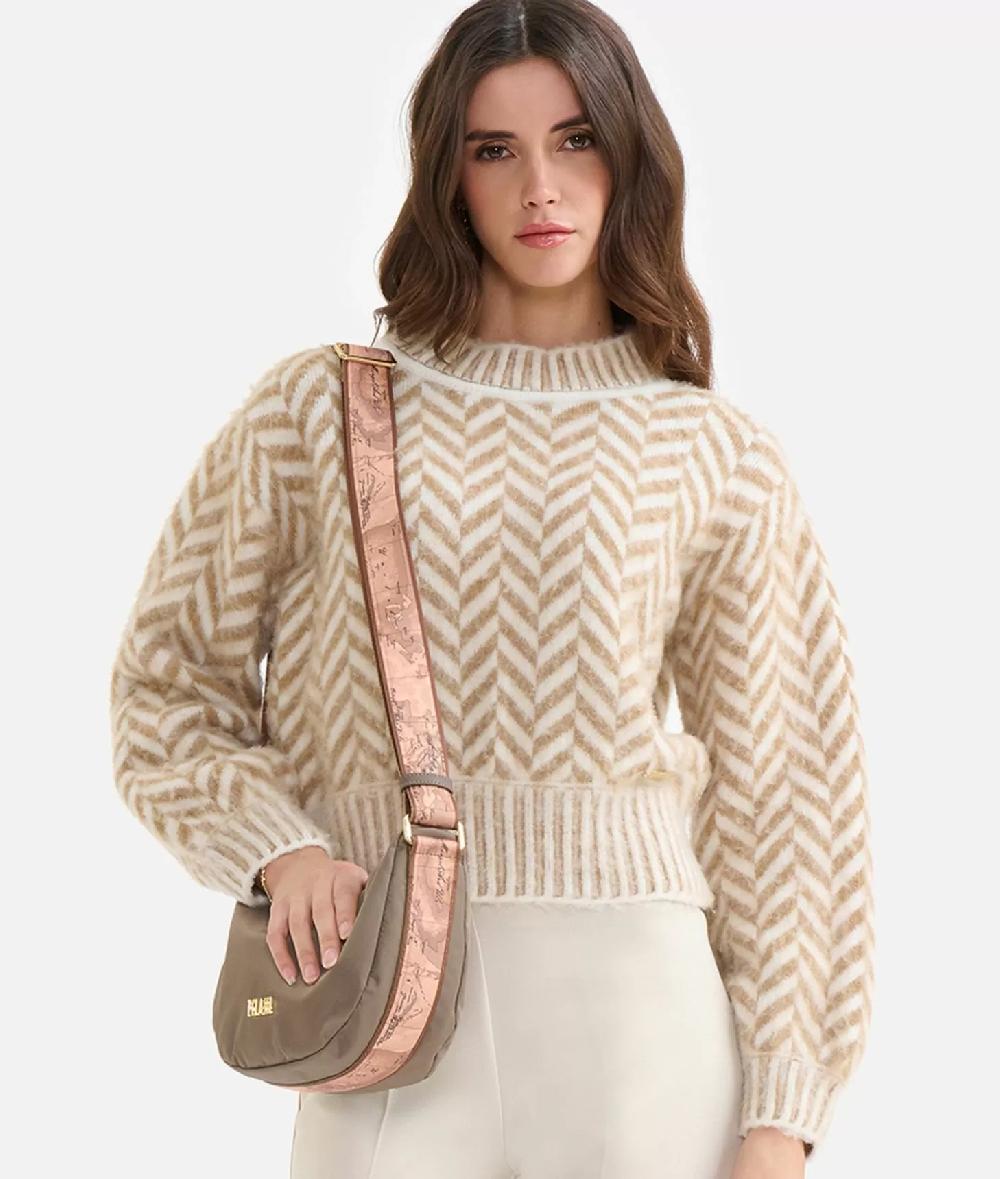 Alviero martini 1a classe Maglia in filato di lana e viscosa con motivo spinato Cammello Offerta