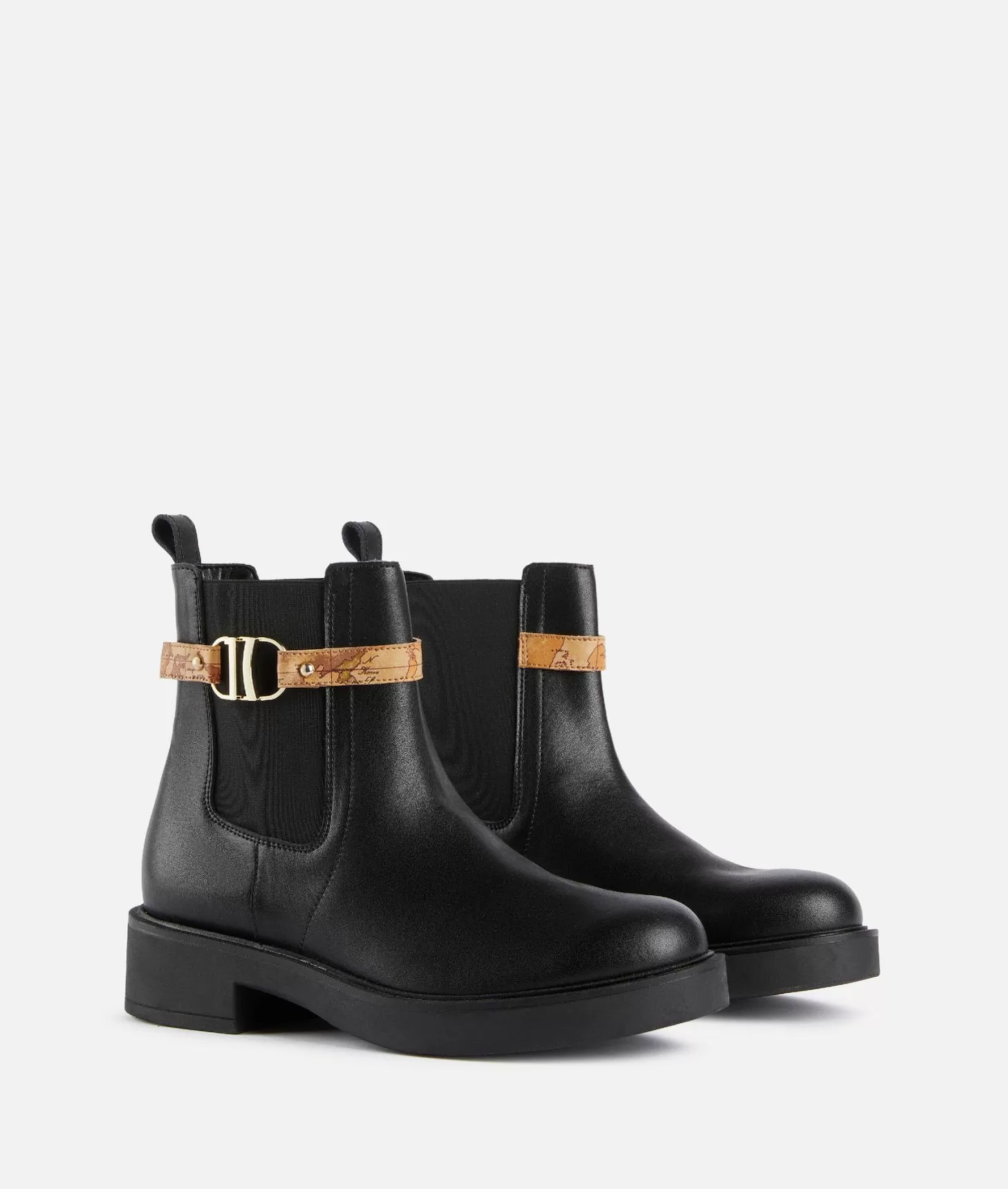 Alviero martini 1a classe Stivaletti beatles in pelle liscia con cinturino Geo Classic Neri Offerte