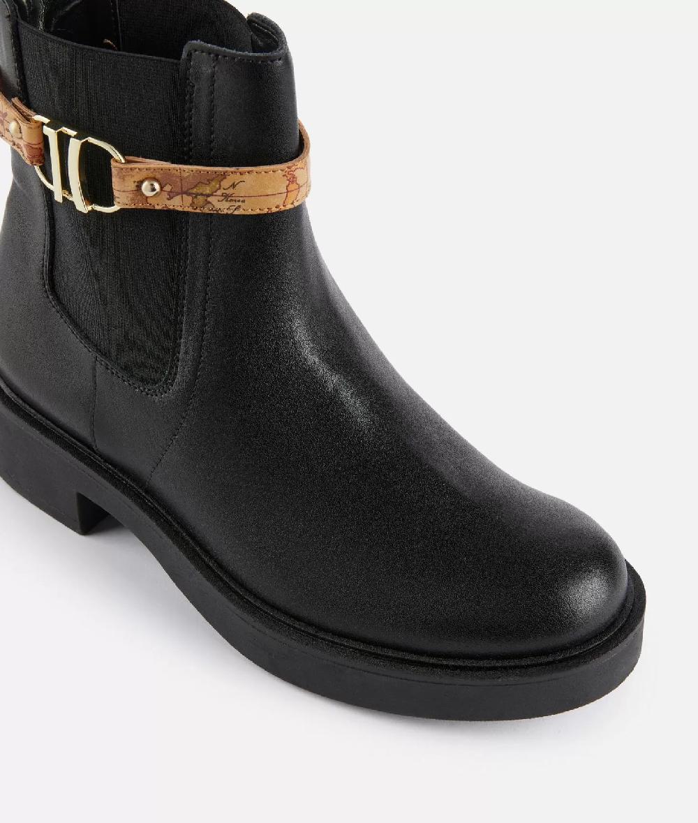 Alviero martini 1a classe Stivaletti beatles in pelle liscia con cinturino Geo Classic Neri Offerte