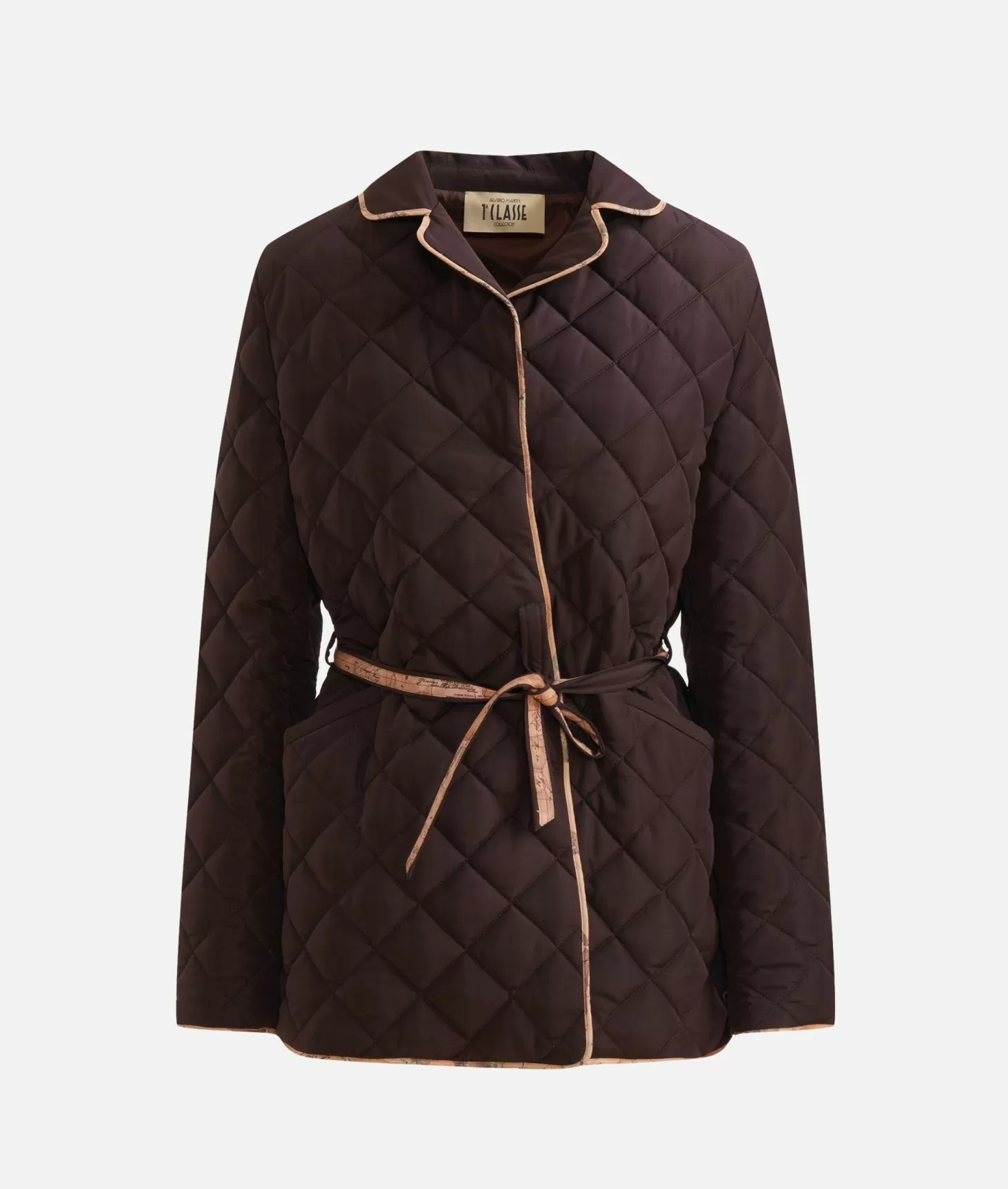 Alviero martini 1a classe Giacca imbottita con cintura in nylon Cioccolato In Saldo