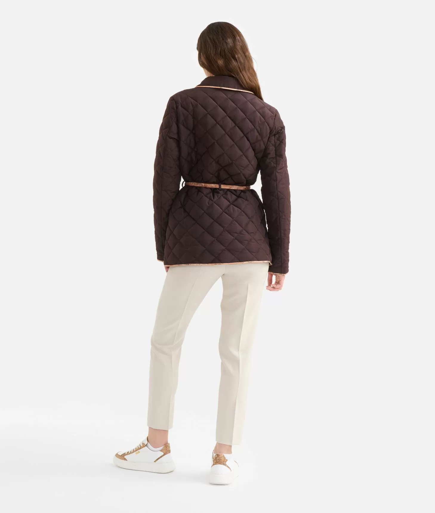 Alviero martini 1a classe Giacca imbottita con cintura in nylon Cioccolato In Saldo