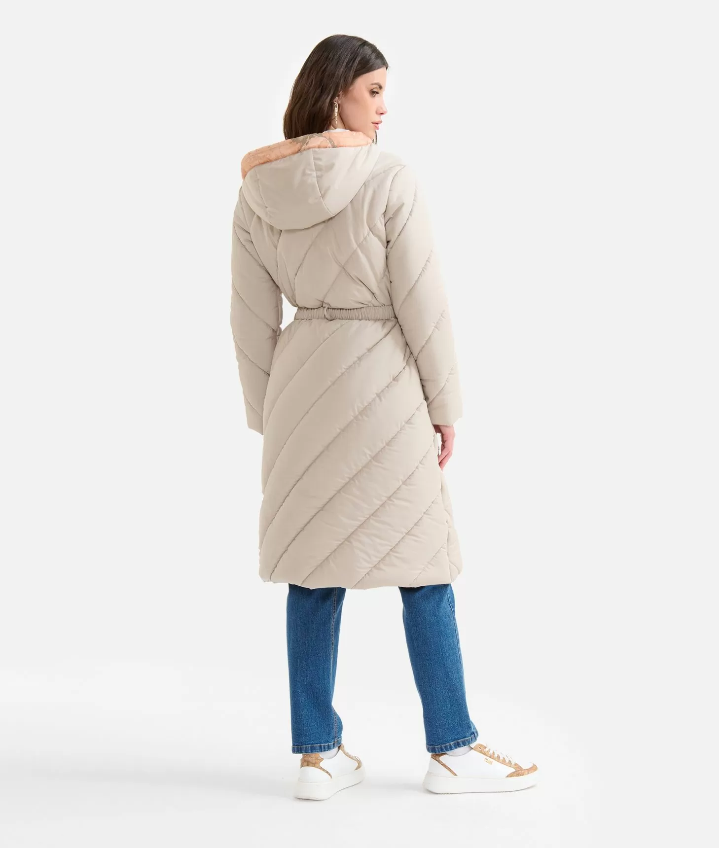 Alviero martini 1a classe Imbottito lungo in nylon con cappuccio Greige Italia