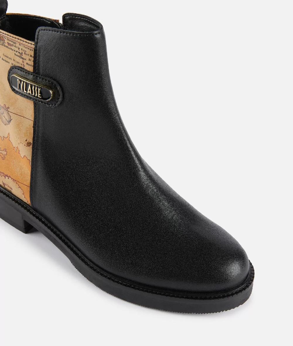 Alviero martini 1a classe Stivaletti beatles in pelle liscia con inserto Geo Classic Neri Qualità